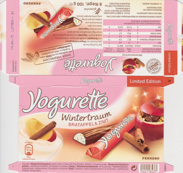 yogurette 8_0 Wintertraum bratapfel zimt 72kcal ferrero
