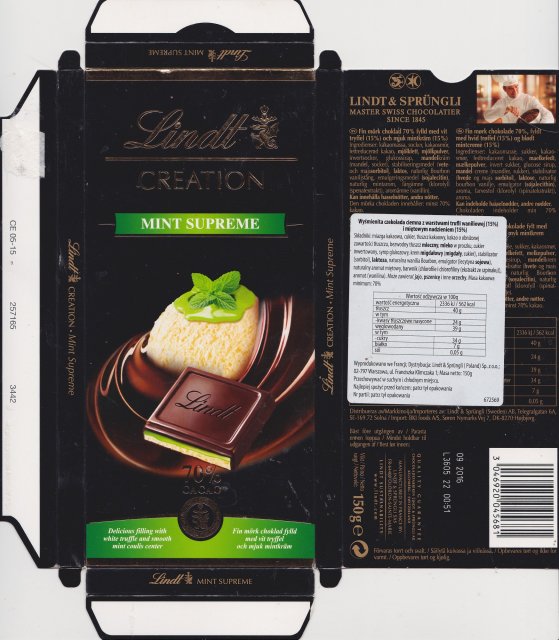 Lindt srednie czarne creation mint supreme