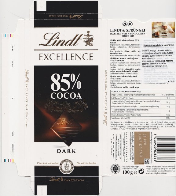 Lindt srednie excellence 0 85 cocoa dark