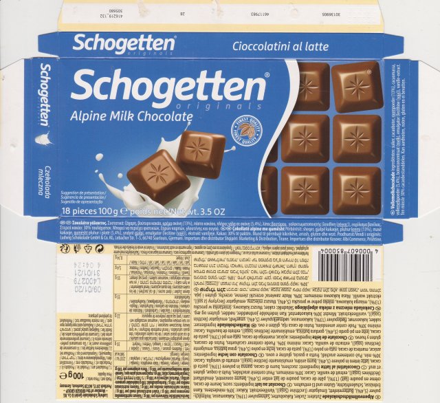 Schogetten Trumpf male 49 Alpine Milk Chocolate finest quality originals