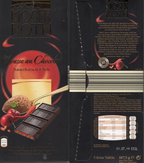 Moser Roth duze pion 5 mousse au chocolat sauerkirsch-chili 205kcal