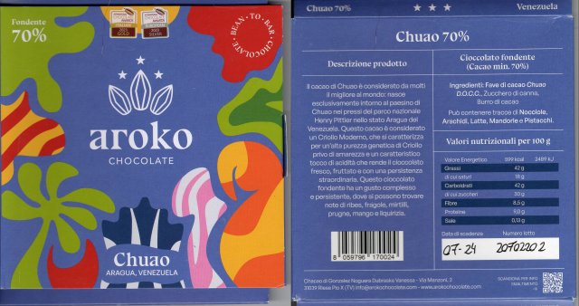 Aroko chocolate Chuao Aragua Venezuela 70%