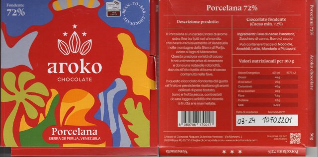 Aroko chocolate Porcelana Sierra de Perija Venezuela 72%