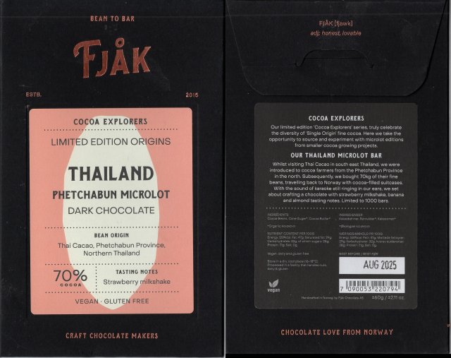 Fjak Thailand phetchabun microlot 70% dark strawberry milkshake